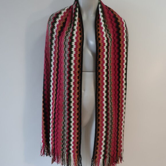 NWT Womens Missoni Multicolor Wool Blend Fringed Wrap Scarf Shawl OS - Picture 1 of 11